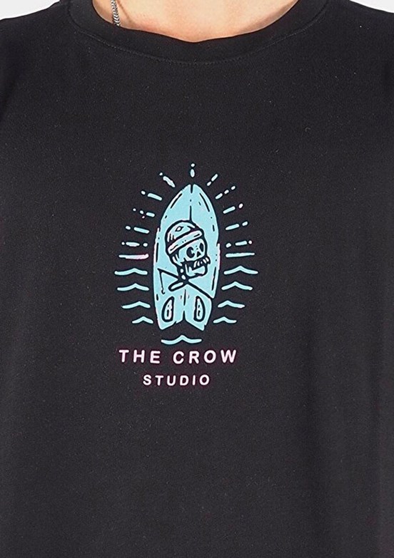 THE CROW Gone Fishing - TC9001 Erkek Siyah Relax T-Shirt