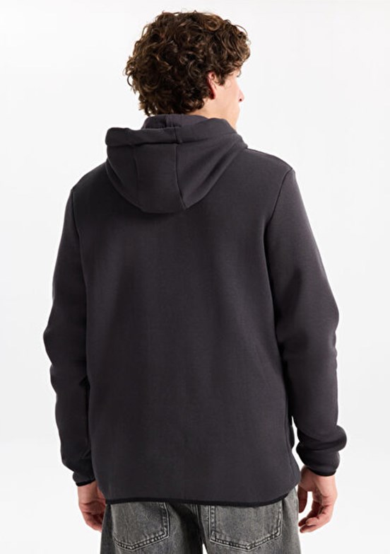 THE CROW Antrasit Unisex Fermuarlı Sweatshirt