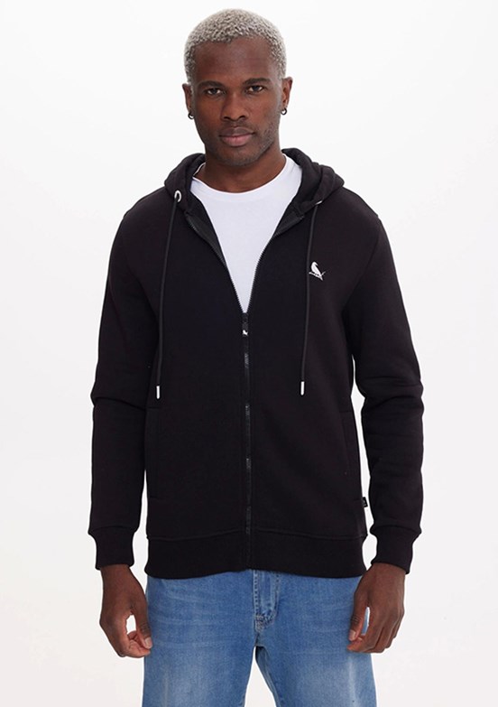 THE CROW Siyah Unisex Fermuarlı Sweatshirt