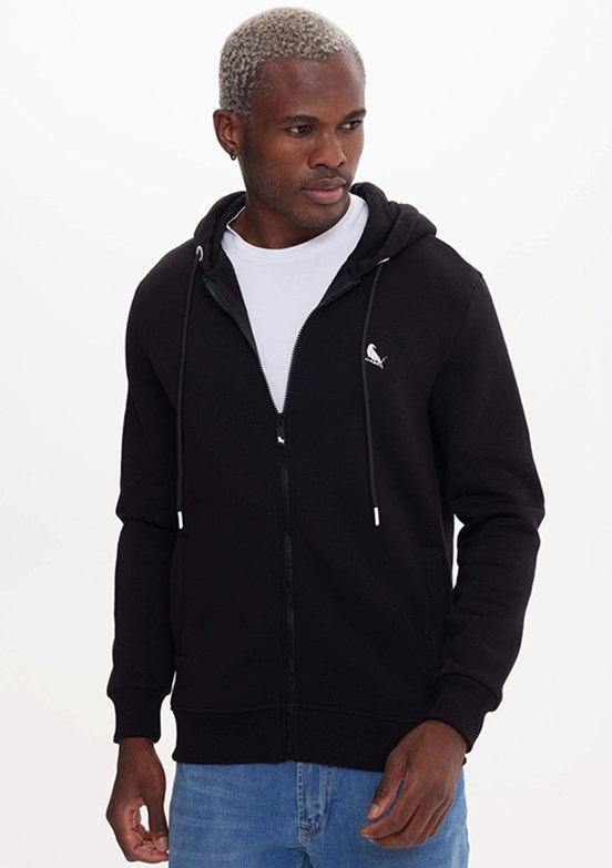 THE CROW Siyah Unisex Fermuarlı Sweatshirt
