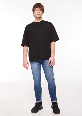 THE CROW Mavi Unisex Normal Bel Jean Pantolon