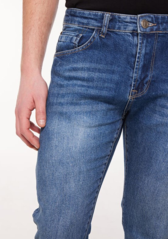 THE CROW Mavi Unisex Normal Bel Jean Pantolon