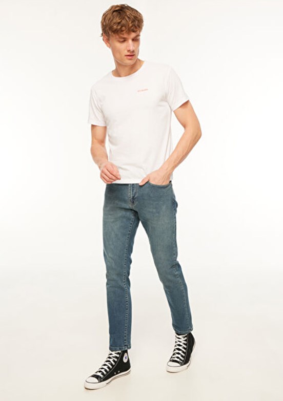 THE CROW Mavi Unisex Normal Bel Jean Pantolon