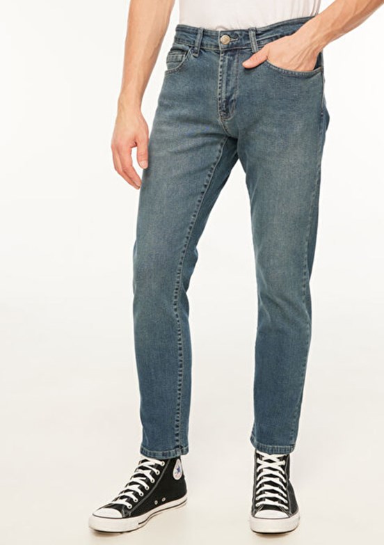 THE CROW Mavi Unisex Normal Bel Jean Pantolon