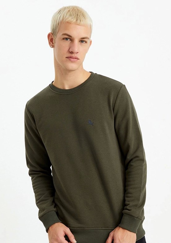 THE CROW Yeşil Unisex O Yaka Sweatshirt