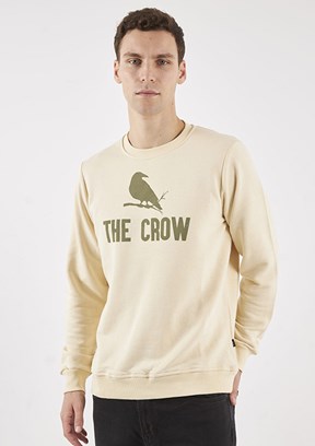 THE CROW Beyaz Unisex O Yaka Sweatshirt