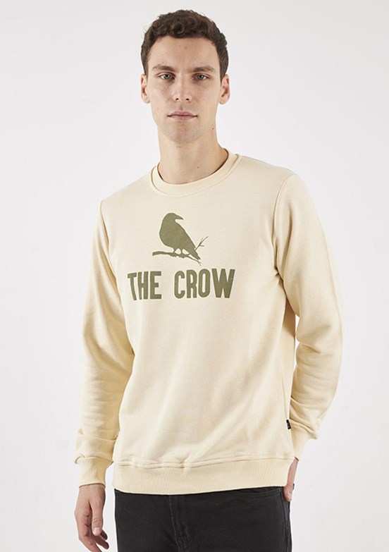 THE CROW Beyaz Unisex O Yaka Sweatshirt