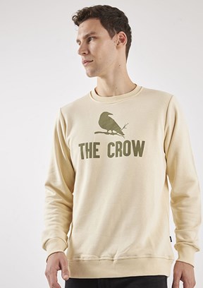 THE CROW Beyaz Unisex O Yaka Sweatshirt
