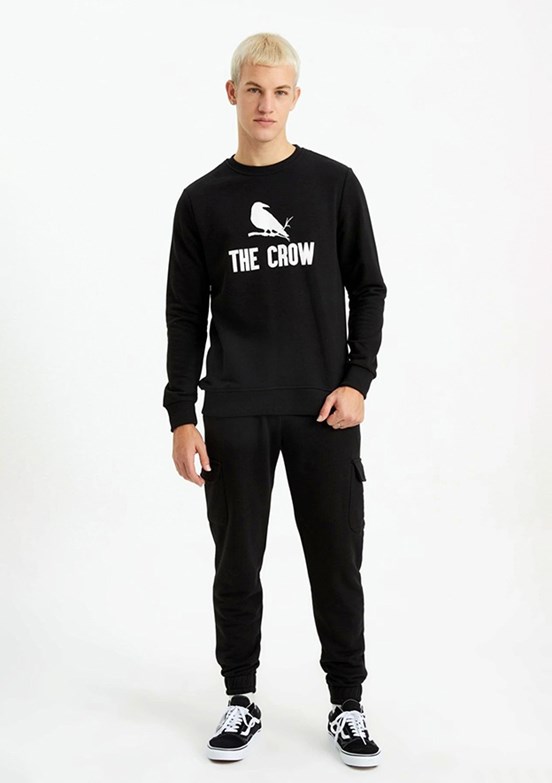 THE CROW Siyah Unisex O Yaka Sweatshirt