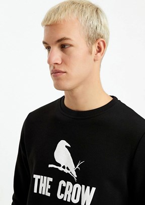 THE CROW Siyah Unisex O Yaka Sweatshirt