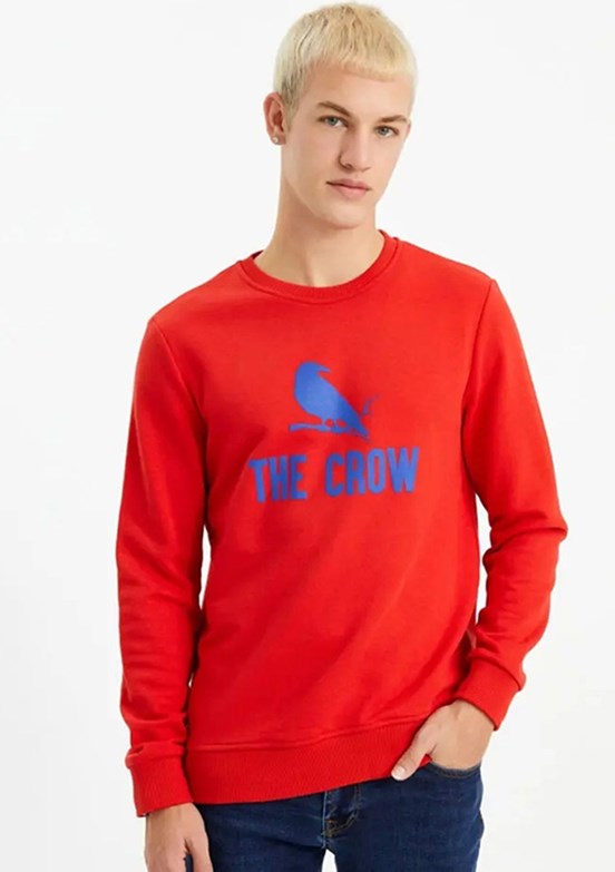 THE CROW Kırmızı Unisex O Yaka Sweatshirt