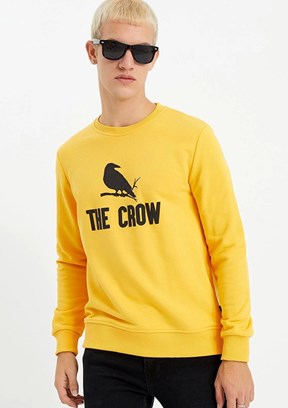 THE CROW Sarı Unisex O Yaka Sweatshirt