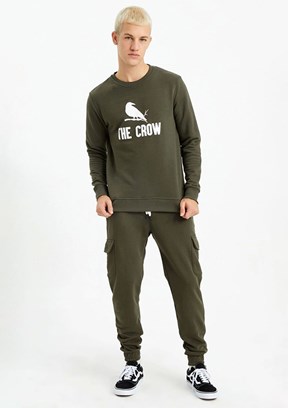 THE CROW Yeşil Unisex O Yaka Sweatshirt