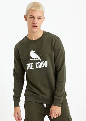 THE CROW Yeşil Unisex O Yaka Sweatshirt