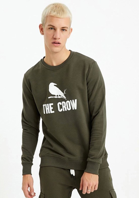 THE CROW Yeşil Unisex O Yaka Sweatshirt