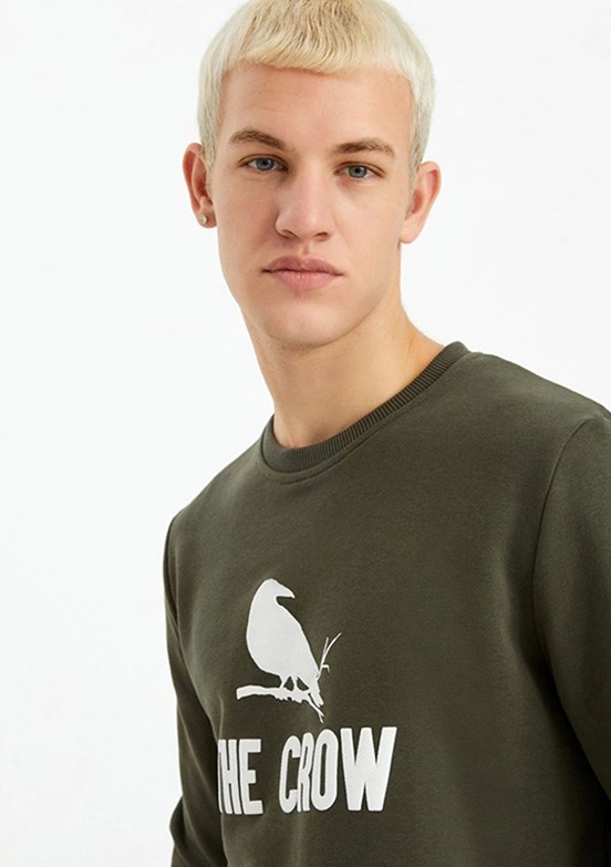 THE CROW Yeşil Unisex O Yaka Sweatshirt