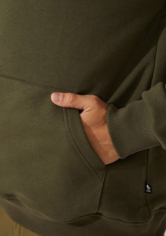 THE CROW Yeşil Unisex Fermuarsız Kapüşonlu Sweatshirt