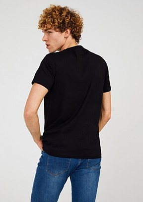 THE CROW Duck - TC7128 Erkek Siyah Baskılı T-Shirt