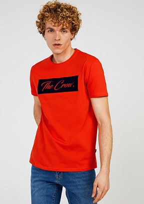 THE CROW Kırmızı Unisex Baskılı T-shirt
