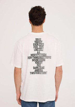THE CROW Misfit - TC9020 Erkek Beyaz Relax T-Shirt