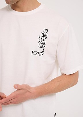 THE CROW Misfit - TC9020 Erkek Beyaz Relax T-Shirt