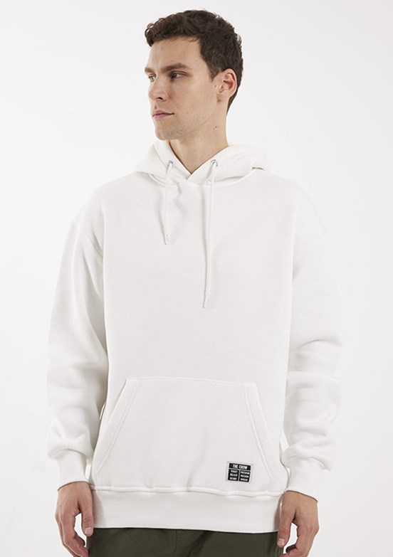 THE CROW Beyaz Unisex Kapüşonlu Sweatshirt