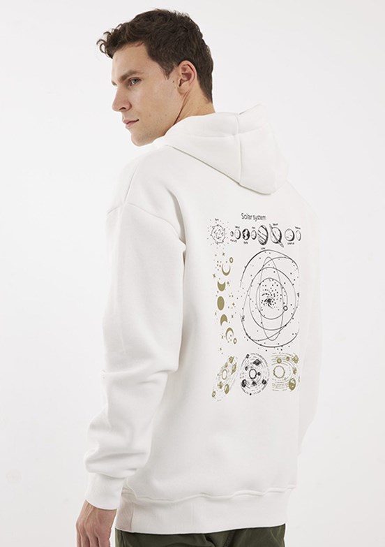 THE CROW Beyaz Unisex Kapüşonlu Sweatshirt