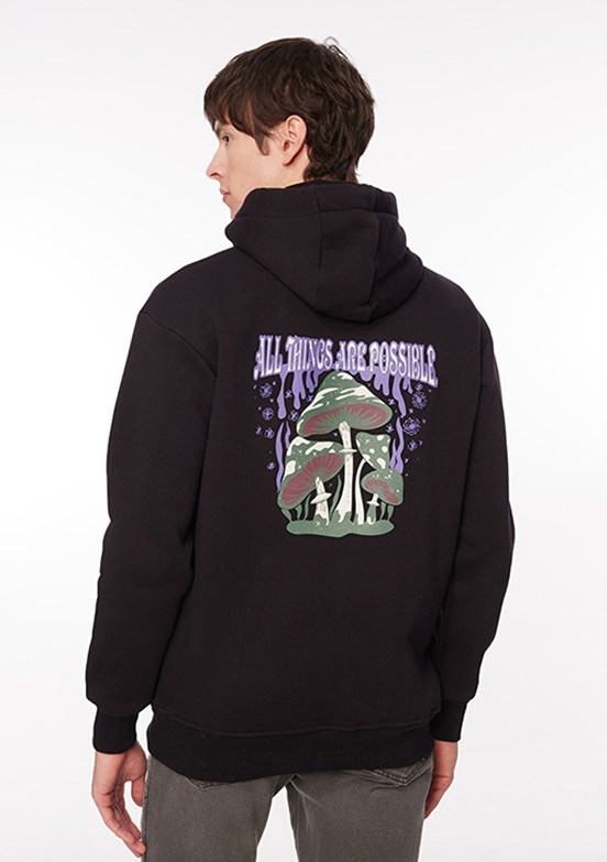 THE CROW Siyah Unisex Kapüşonlu Sweatshirt