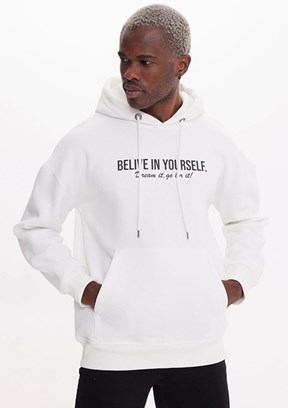 THE CROW - TC3915 Unisex Beyaz Kapüşonlu Sweatshirt