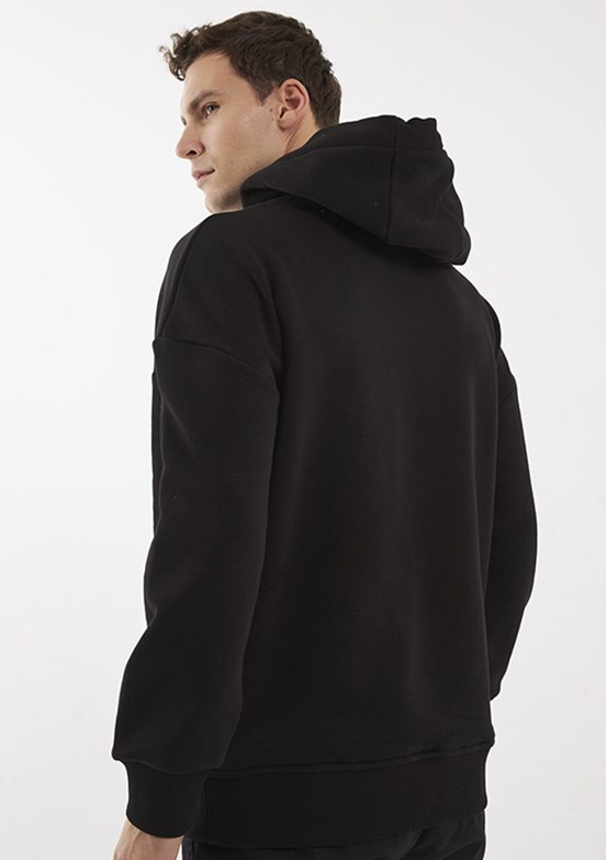 THE CROW Siyah Unisex Kapüşonlu Sweatshirt