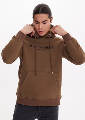 THE CROW Kahverengi Unisex Kapüşonlu Sweatshirt