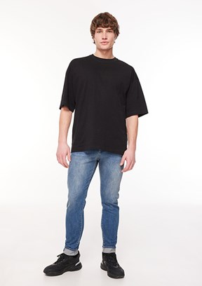 THE CROW Mavi Unisex Normal Bel Jean Pantolon