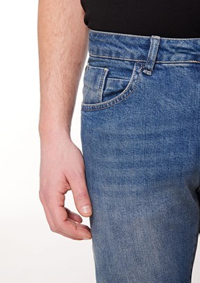 THE CROW Mavi Unisex Normal Bel Jean Pantolon