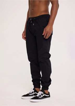 THE CROW Siyah Unisex Beli Lastikli Pantolon