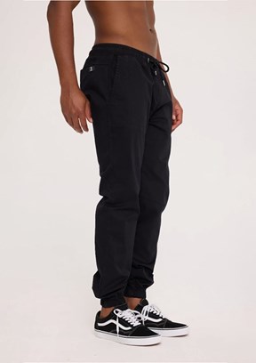 THE CROW Siyah Unisex Beli Lastikli Pantolon