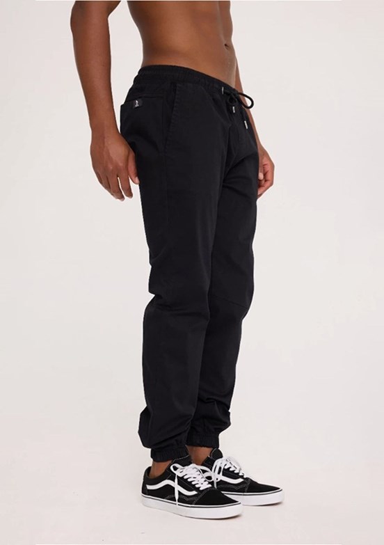 THE CROW Siyah Unisex Beli Lastikli Pantolon
