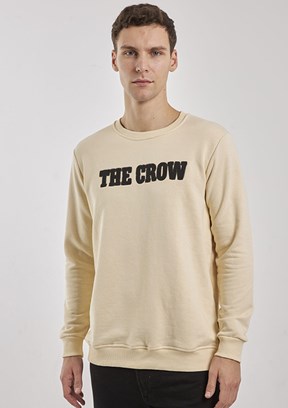 THE CROW Beyaz Unisex O Yaka Sweatshirt