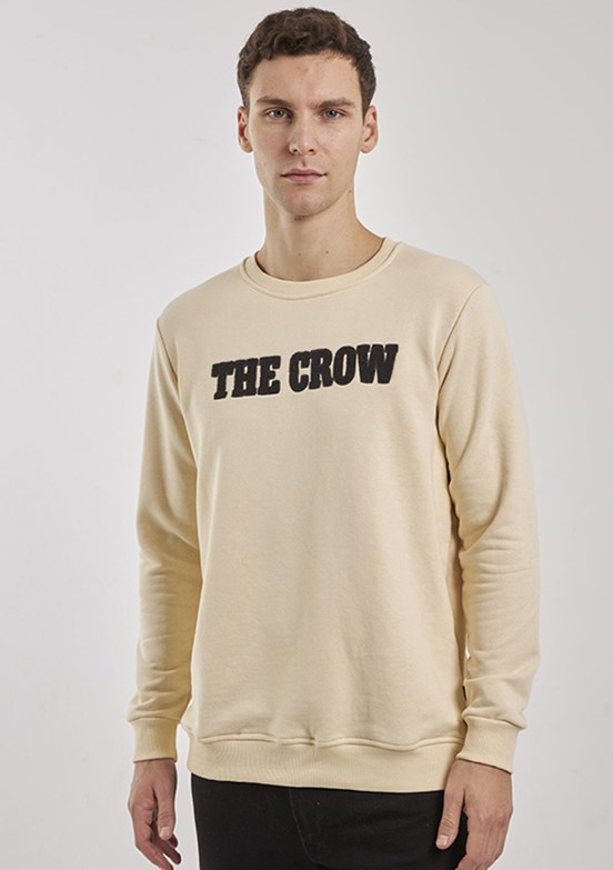 THE CROW Beyaz Unisex O Yaka Sweatshirt
