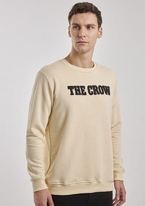 THE CROW Beyaz Unisex O Yaka Sweatshirt