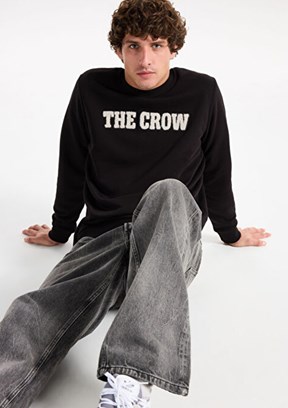 THE CROW Siyah Unisex O Yaka Sweatshirt