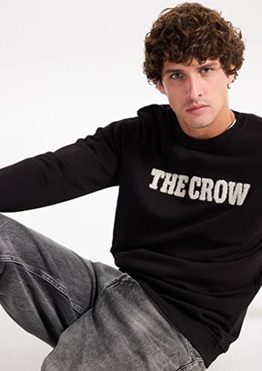 THE CROW Siyah Unisex O Yaka Sweatshirt