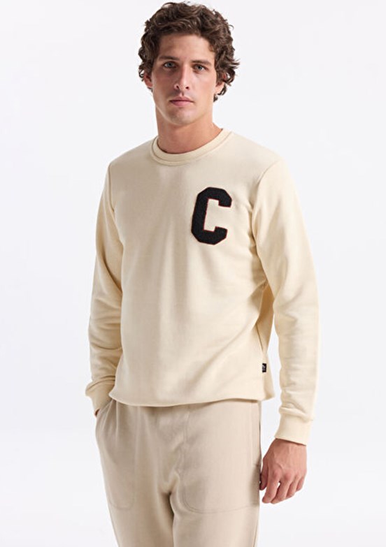 THE CROW - TC1943 Unisex Beyaz Bisiklet Yaka Sweatshirt