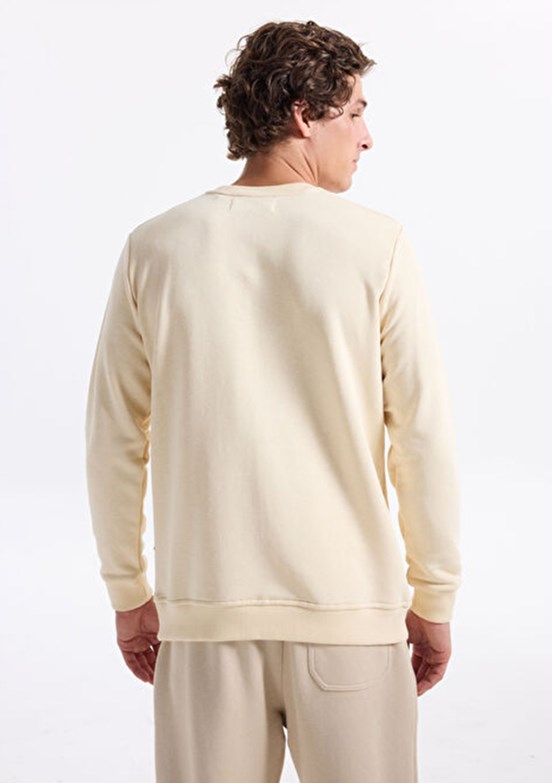 THE CROW - TC1943 Unisex Beyaz Bisiklet Yaka Sweatshirt