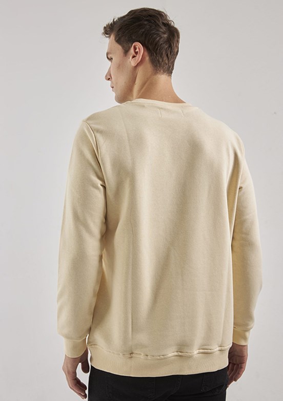 THE CROW Bej Unisex O Yaka Sweatshirt