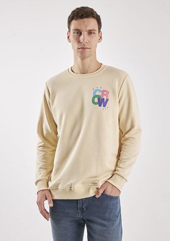 THE CROW Beyaz Unisex O Yaka Sweatshirt