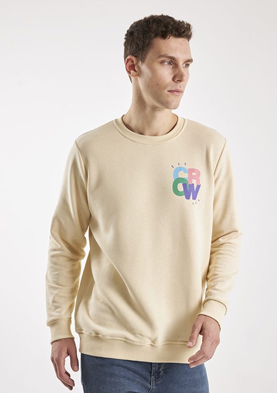 THE CROW Beyaz Unisex O Yaka Sweatshirt