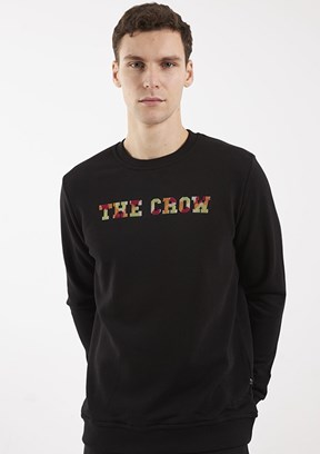 THE CROW Siyah Unisex O Yaka Sweatshirt
