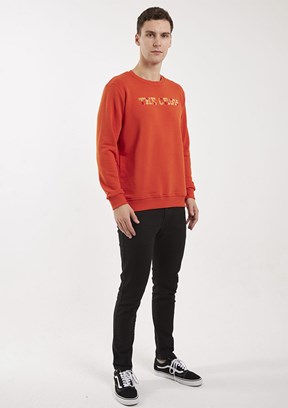 THE CROW Turuncu Unisex O Yaka Sweatshirt