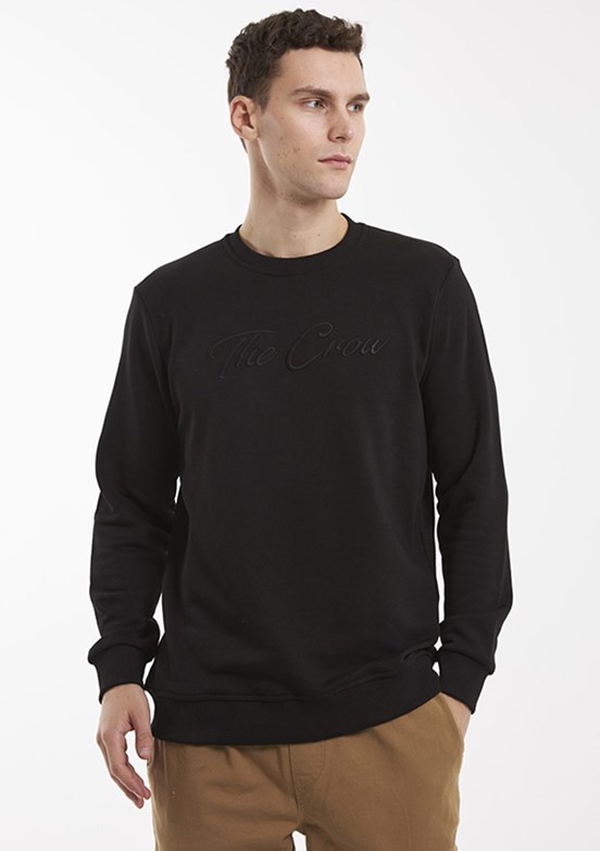 THE CROW Siyah Unisex O Yaka Sweatshirt