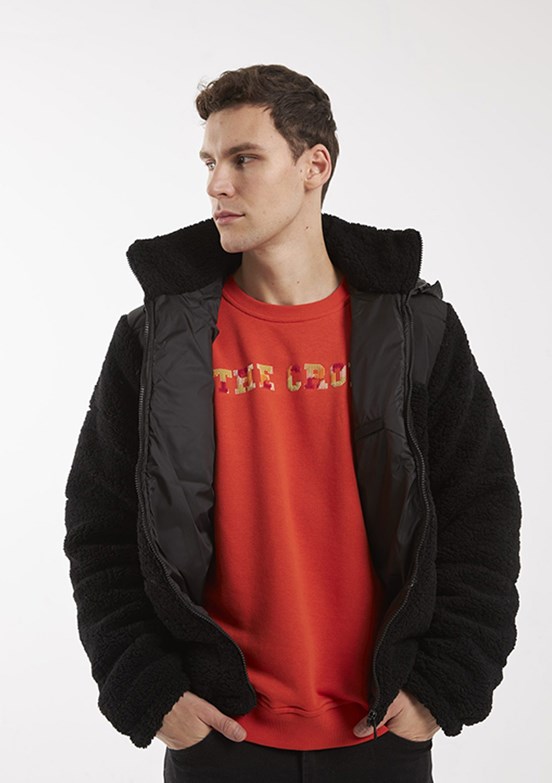 THE CROW Siyah Unisex Peluş Mont